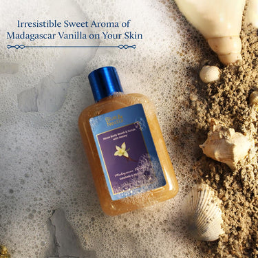 Blue Nectar Exfoliating Body Wash & Scrub for Rough & Bumpy Skin | Madagascar Vanilla Tan Removal Body Scrub for Women & Men (10 herbs, 250ml)